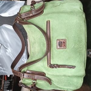 Vintage Dooney &  Burke green suede shoulder bag
